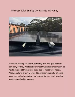 The Best Solar Energy Companies in Sydney