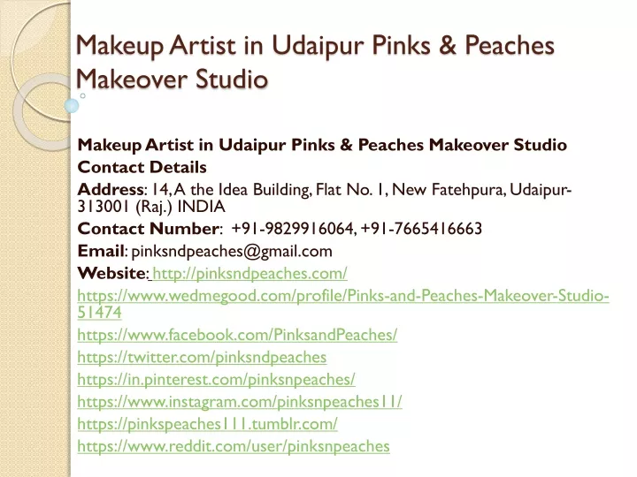 makeup artist in udaipur pinks peaches makeover studio