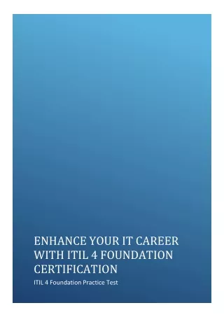 Enhance Your IT Career with ITIL 4 Foundation Certification