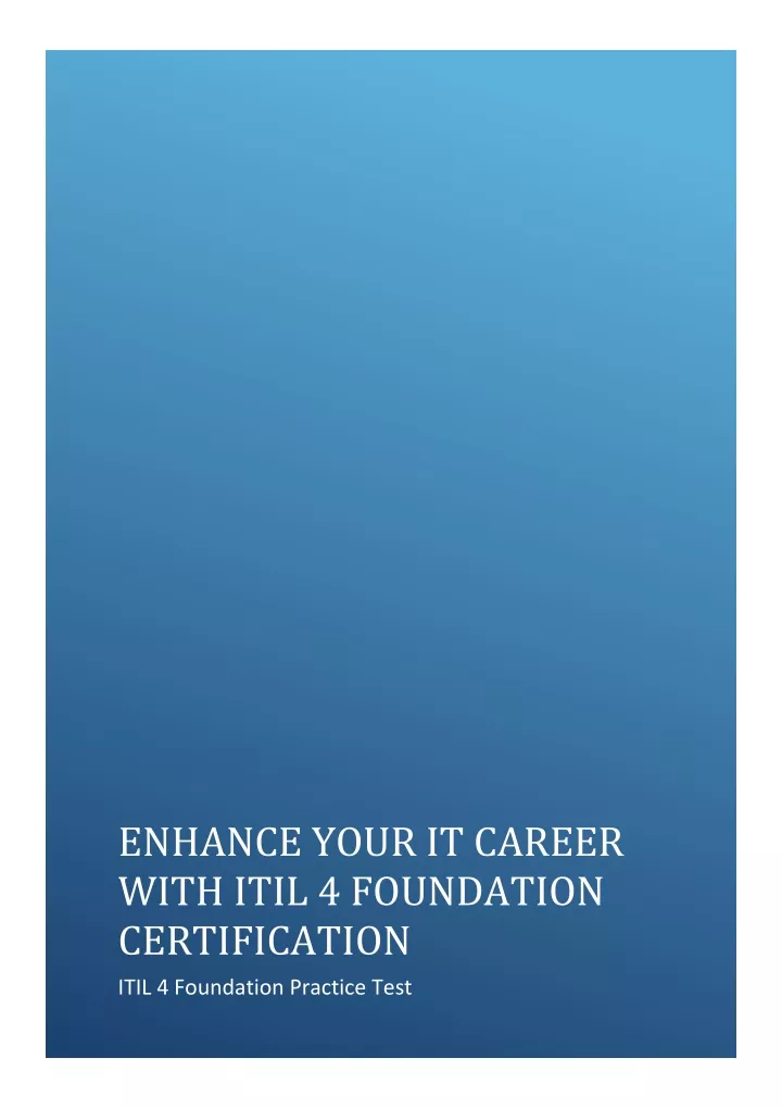 enhance your it career with itil 4 foundation