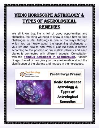 Vedic Horoscope Astrology & Types of Astrological Remedies