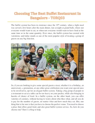 Choosing The Best Buffet Restaurant In Bangalore - TORQ03
