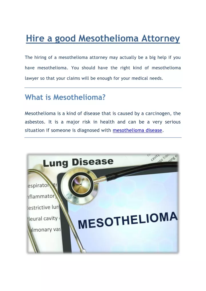 hire a good mesothelioma attorney