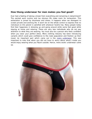 How thong underwear for men makes you feel good?
