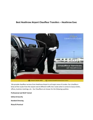 Best Heathrow Airport Chauffeur Transfers – Heathrow Exec