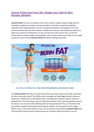 Control X Keto Free From, Diet, Weight Loss, Safe Or Not?, Reviews, Benefits!