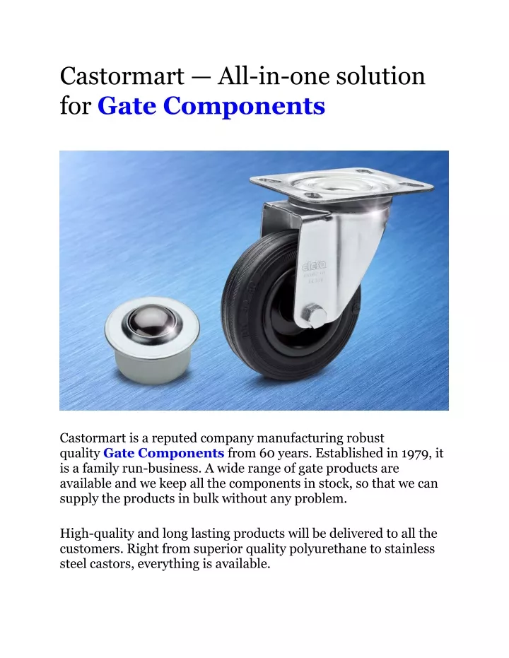 castormart all in one solution for gate components