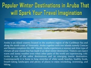 Popular Winter Destinations in Aruba That will Spark Your Travel Imagination