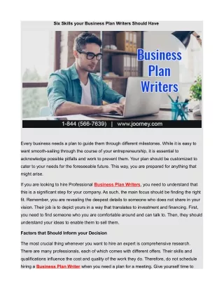 Six Skills your Business Plan Writers Should Have