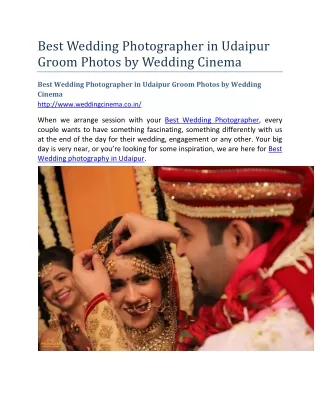 Best Wedding Photographer in Udaipur Groom Photos by Wedding Cinema