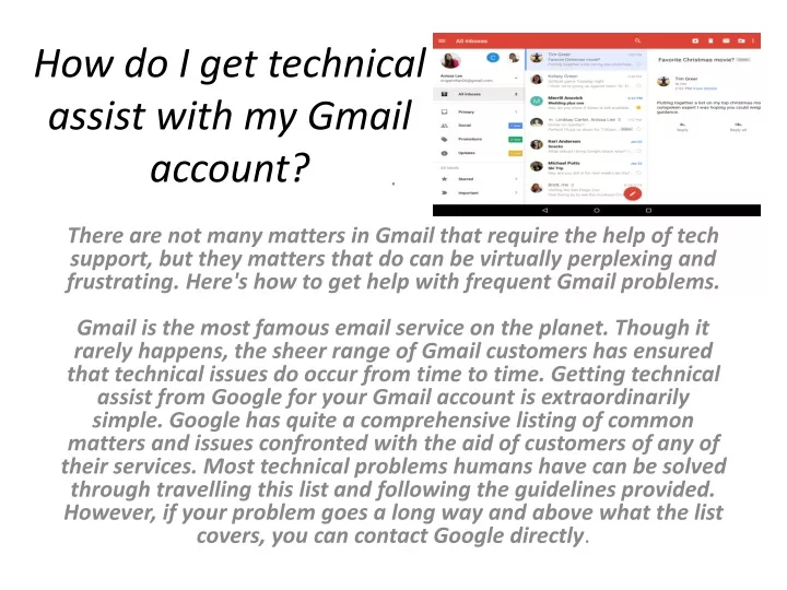 how do i get technical assist with my gmail account