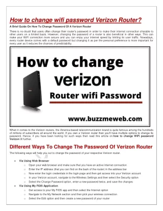 How to change wifi password of Verizon Router?
