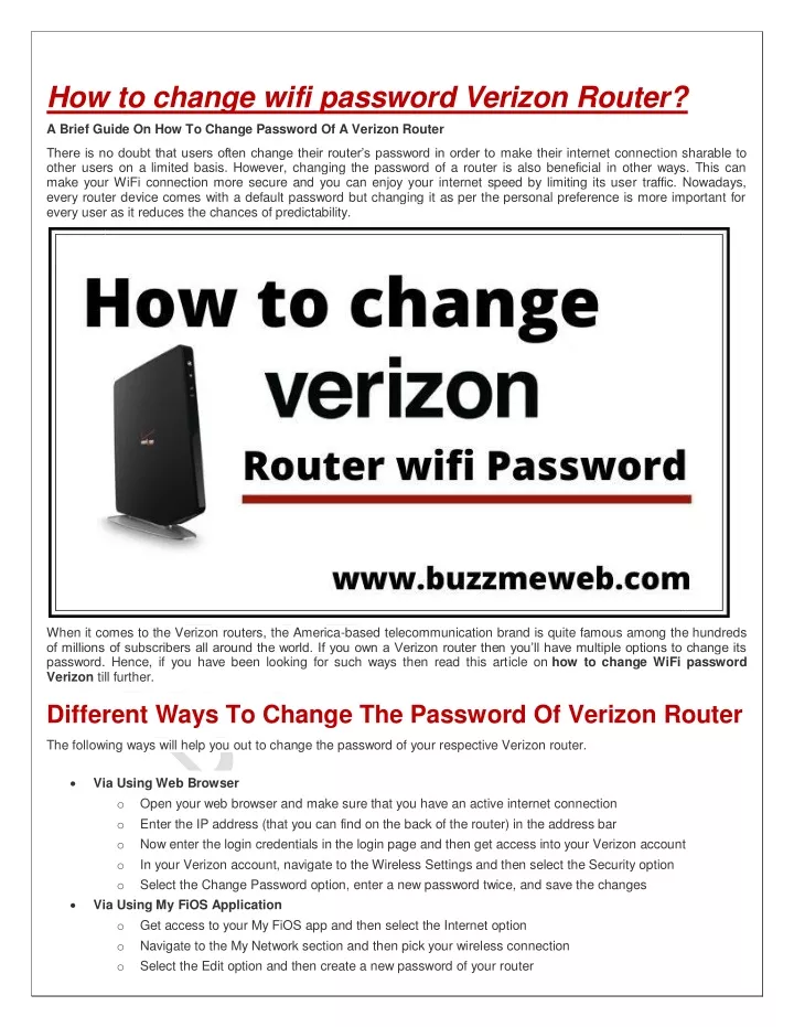 how to change wifi password verizon router
