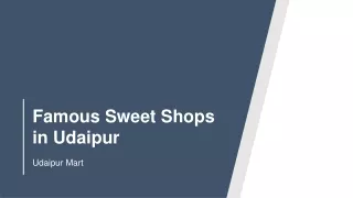 Famous Sweet Shops in Udaipur