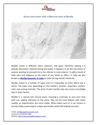 Decore your home with different color of Marble