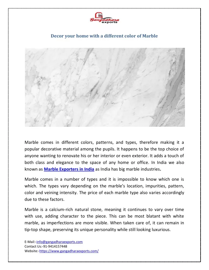 decor your home with a different color of marble