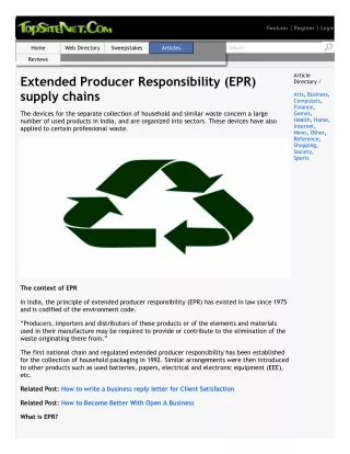 Extended Producer Responsibility (EPR) Supply Chains - Corpseed