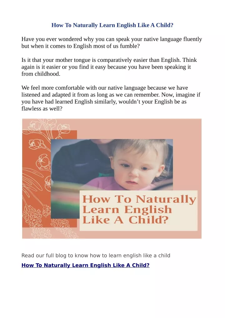 how to naturally learn english like a child