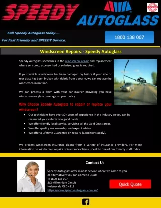 Windscreen Repairs - Speedy Autoglass