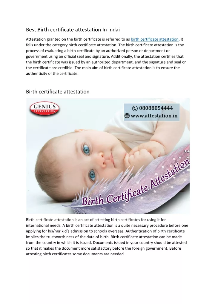 best birth certificate attestation in indai