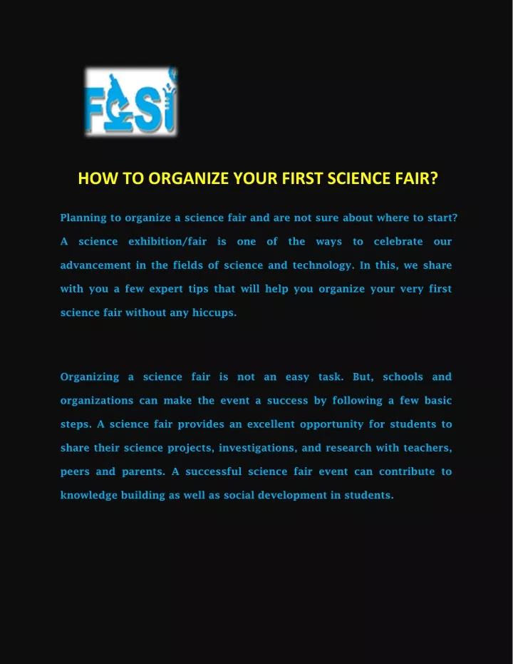 how to organize your first science fair