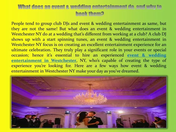 what does an event wedding entertainment