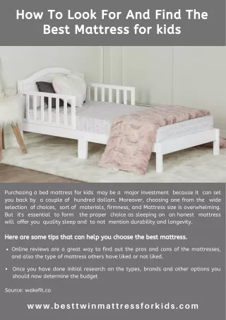 How To Look For And Find The Best Mattress for kids