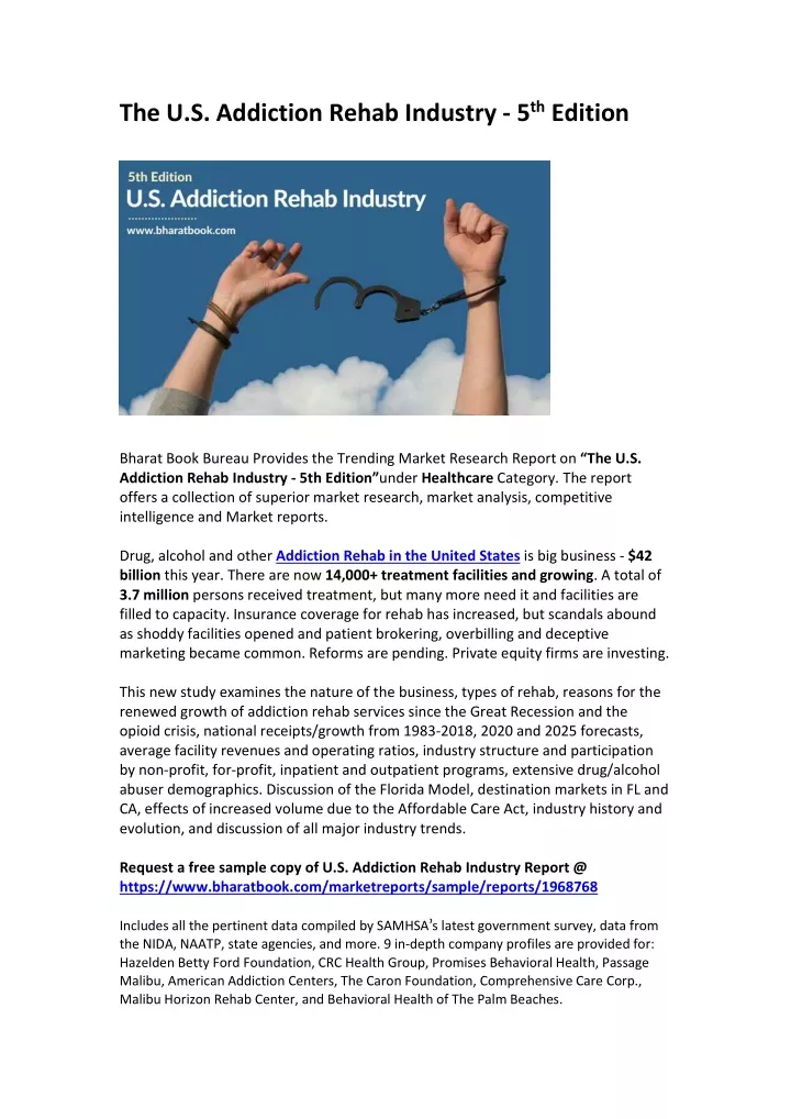 the u s addiction rehab industry 5 th edition