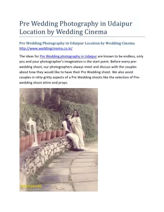 Pre Wedding Photography in Udaipur Location by Wedding Cinema