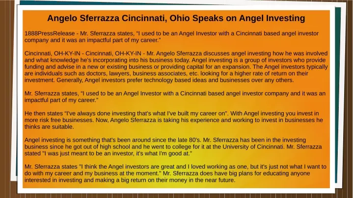 angelo sferrazza cincinnati ohio speaks on angel
