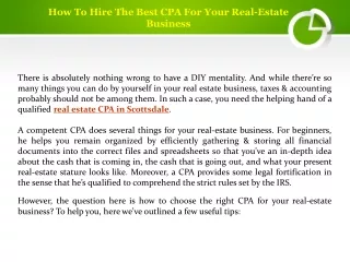 How To Hire The Best CPA For Your Real-Estate Business