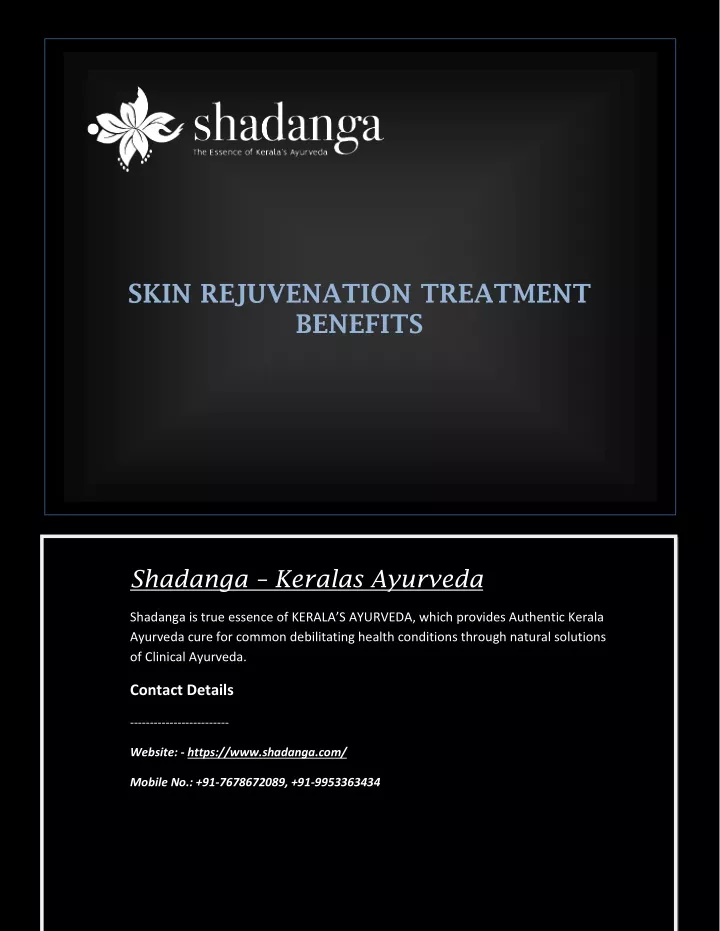 skin rejuvenation treatment benefits