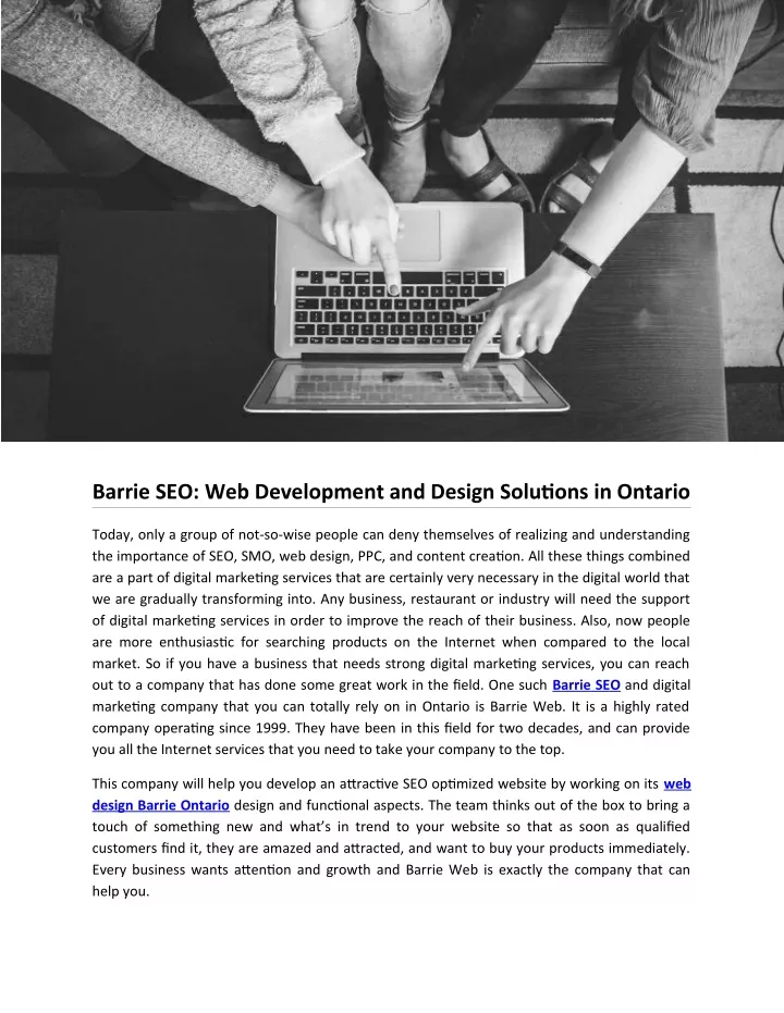 barrie seo web development and design solutions