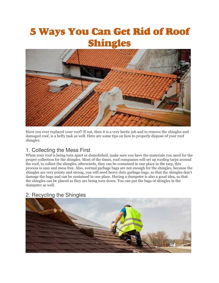 5 ways you can get rid of roof shingles