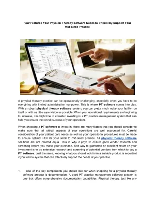 Four Features Your Physical Therapy Software Needs to Effectively Support Your Mid-Sized Practice