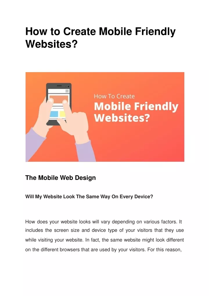 how to create mobile friendly websites