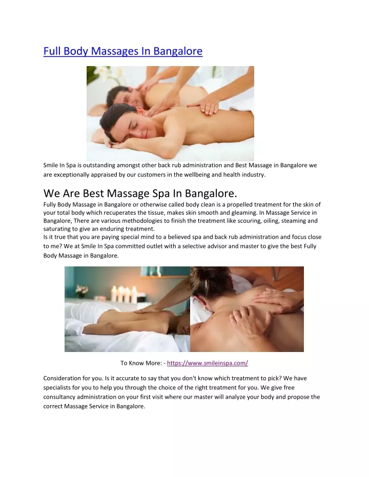 full body massages in bangalore