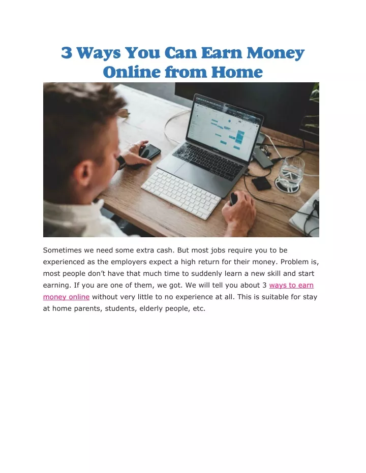 3 ways you can earn money online from home