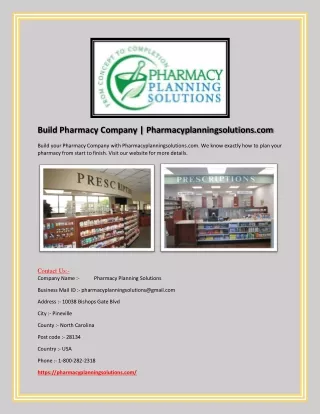 Build Pharmacy Company | Pharmacyplanningsolutions.com
