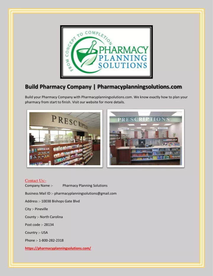 build pharmacy company pharmacyplanningsolutions