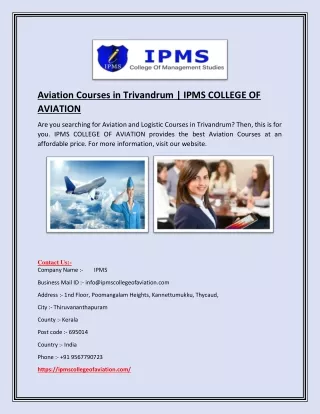 Aviation Courses in Trivandrum | IPMS COLLEGE OF AVIATION