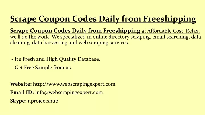 scrape coupon codes daily from freeshipping