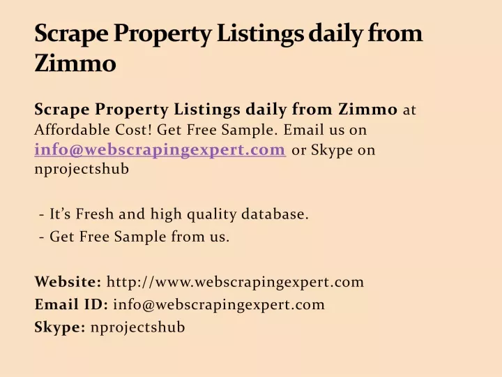 scrape property listings daily from zimmo