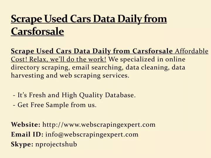 scrape used cars data daily from carsforsale
