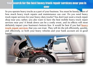 Your search for the best heavy truck repair services near you is over