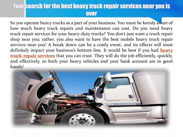 your search for the best heavy truck repair