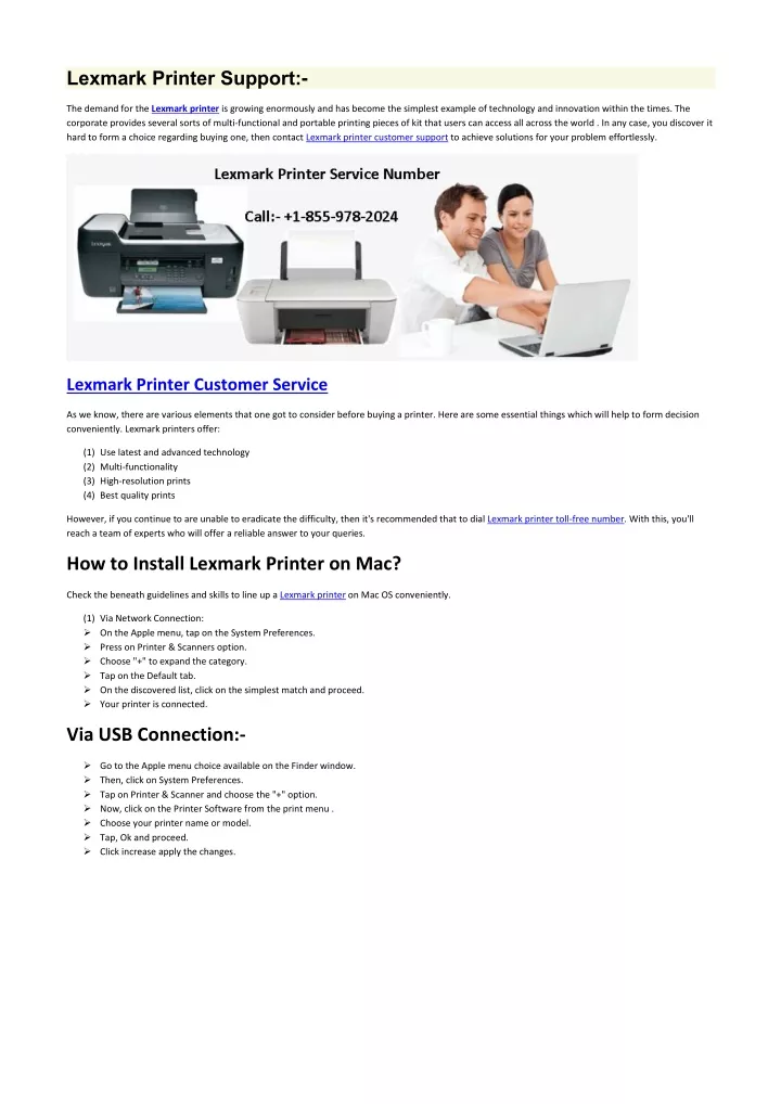 lexmark printer support