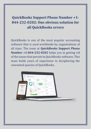 QuickBooks Support Phone Number  1-844-232-0202
