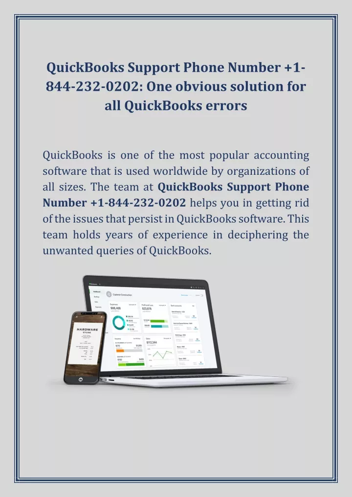 quickbooks support phone number 1 844 232 0202