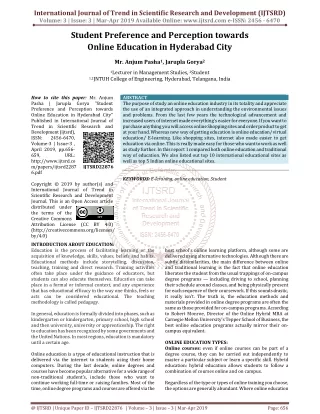 Student Preference and Perception towards Online Education in Hyderabad City